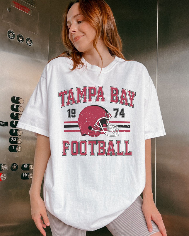 Tampa Bay Football Vintage Graphic Tee – White Oversized Game Day Shirt