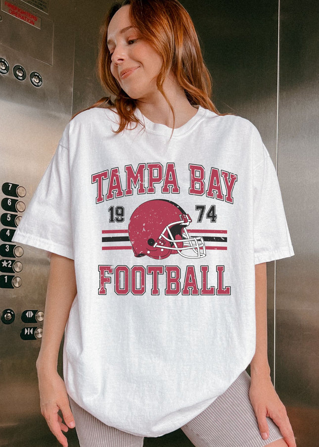 Tampa Bay Football Vintage Graphic Tee – White Oversized Game Day Shirt