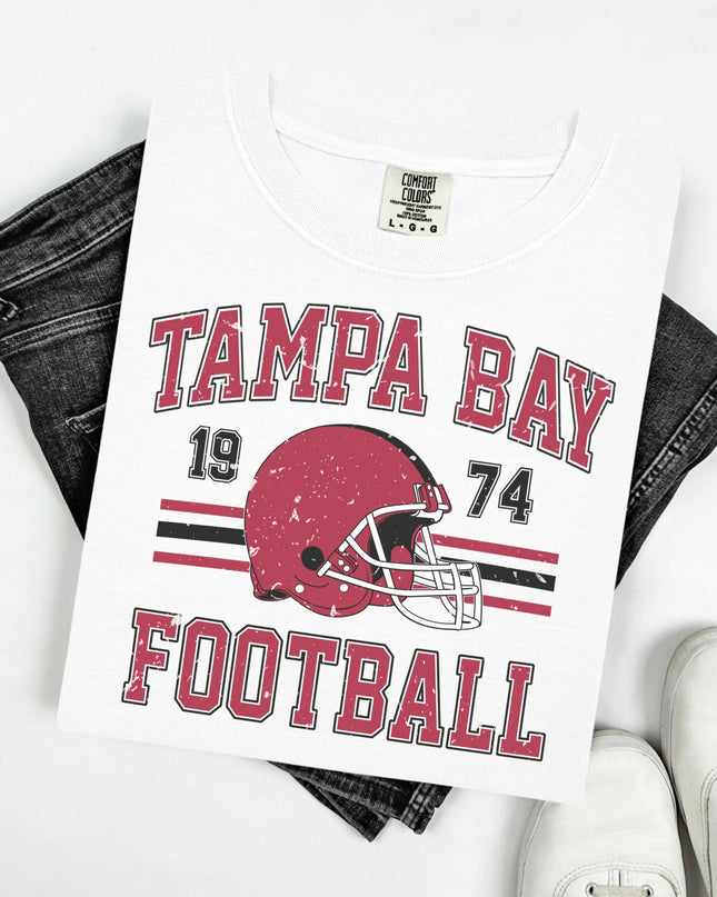 Tampa Bay Football Vintage Graphic Tee – White Oversized Game Day Shirt