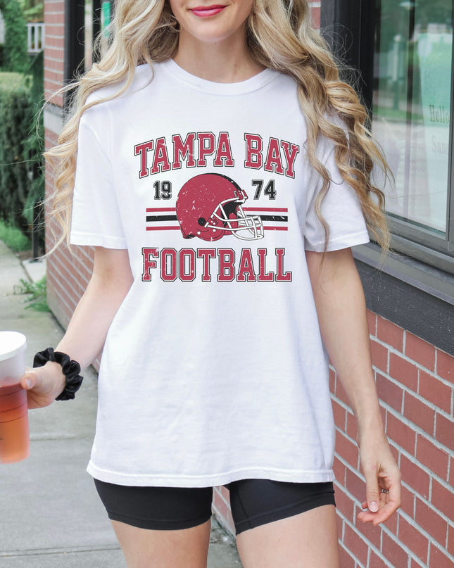 Tampa Bay Football Vintage Graphic Tee – White Oversized Game Day Shirt