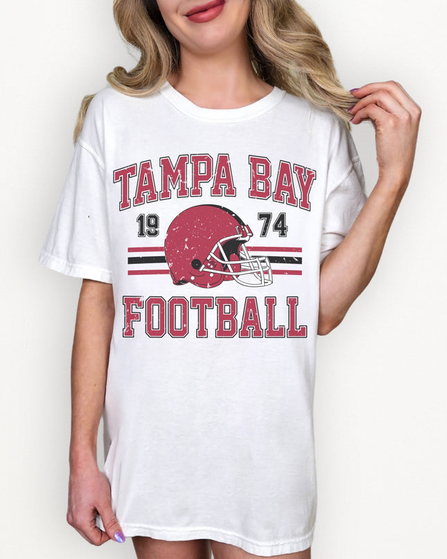 Tampa Bay Football Vintage Graphic Tee – White Oversized Game Day Shirt
