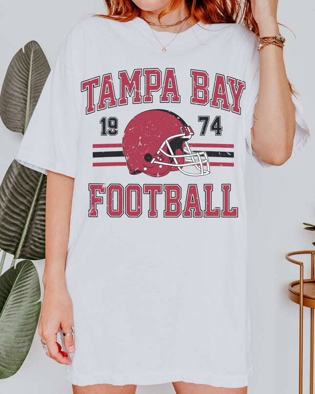 Tampa Bay Football Vintage Graphic Tee – White Oversized Game Day Shirt