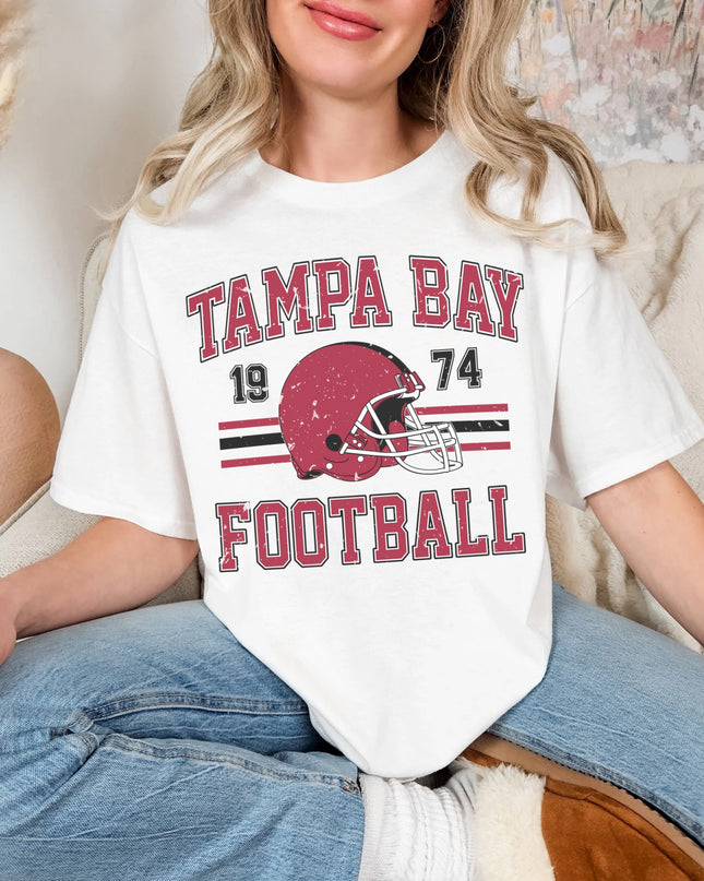 Tampa Bay Football Vintage Graphic Tee – White Oversized Game Day Shirt