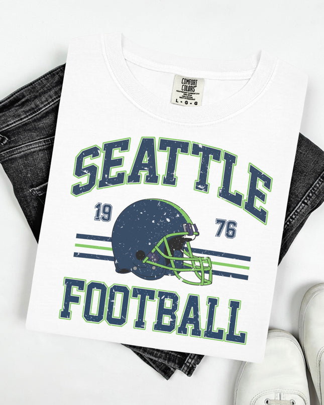 Seattle Football Vintage Graphic Tee – White Oversized Game Day Shirt
