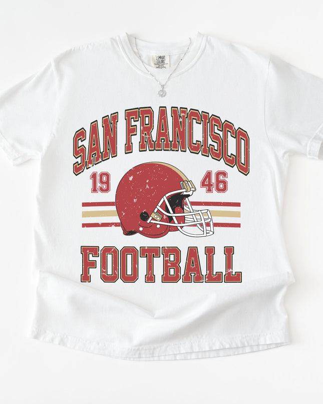 San Francisco Football Vintage Graphic Tee – White Oversized Game Day Shirt