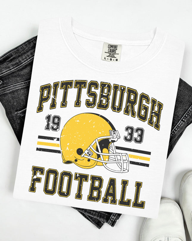 Pittsburgh Football Graphic Tee – White Oversized Vintage T-Shirt