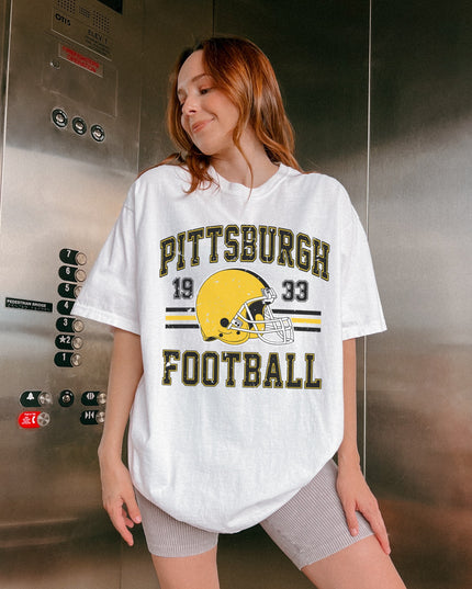 Pittsburgh Football Graphic Tee – White Oversized Vintage T-Shirt