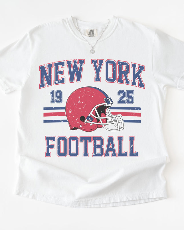 New York Football Graphic Tee – White Oversized Vintage T-Shirt