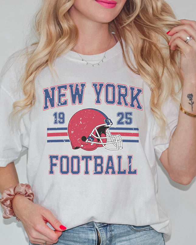New York Football Graphic Tee – White Oversized Vintage T-Shirt