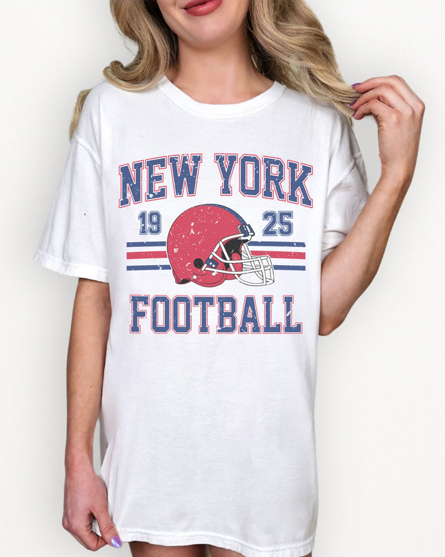 New York Football Graphic Tee – White Oversized Vintage T-Shirt