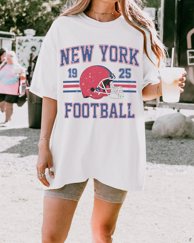 New York Football Graphic Tee – White Oversized Vintage T-Shirt