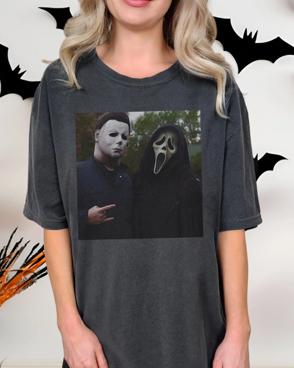 Oversized Horror Graphic Tee | Michael Myers & Ghostface | Size Up 2