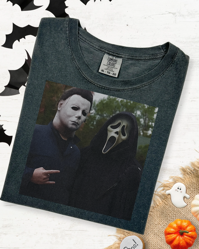 Oversized Horror Graphic Tee | Michael Myers & Ghostface | Size Up 2