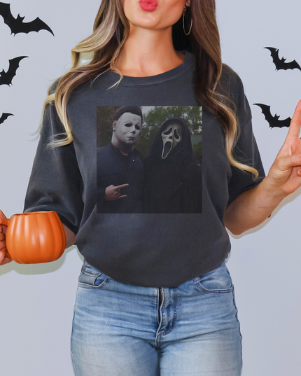 Oversized Horror Graphic Tee | Michael Myers & Ghostface | Size Up 2