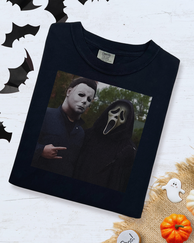 Oversized Horror Graphic Tee | Michael Myers & Ghostface | Size Up 2