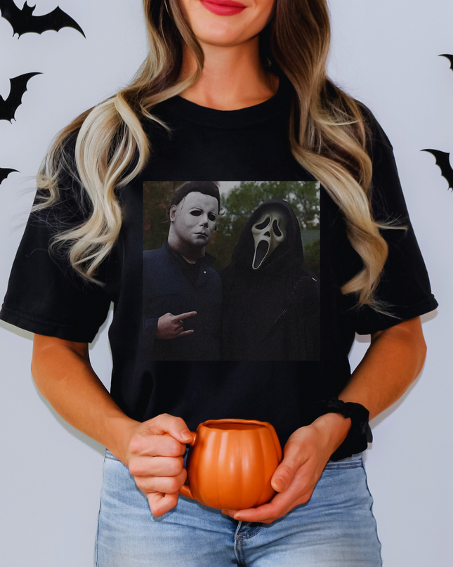 Oversized Horror Graphic Tee | Michael Myers & Ghostface | Size Up 2
