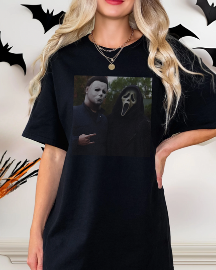 Oversized Horror Graphic Tee | Michael Myers & Ghostface | Size Up 2
