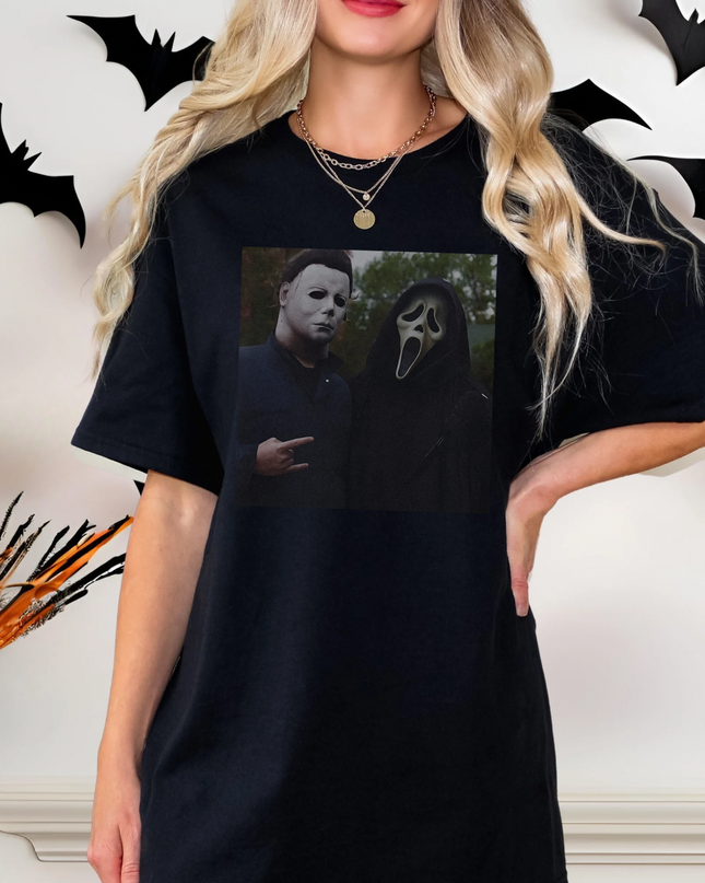 Oversized Horror Graphic Tee | Michael Myers & Ghostface | Size Up 2