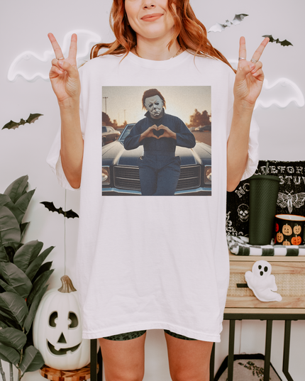 Michael Myers Heart Unisex T-Shirt | Halloween Horror Tee, Movie Lover Gift, Spooky Apparel, Unisex Gift, Halloween Costume Shirt