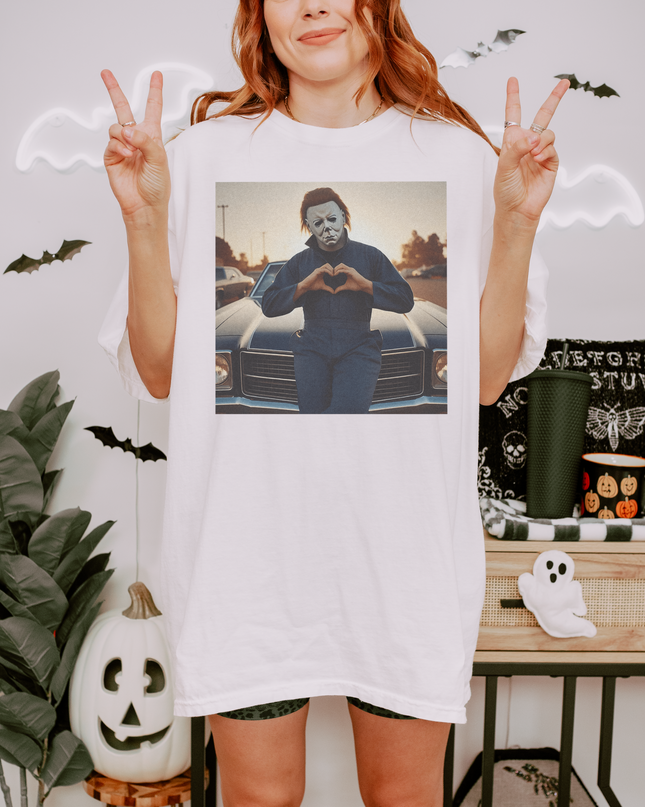 Michael Myers Heart Unisex T-Shirt | Halloween Horror Tee, Movie Lover Gift, Spooky Apparel, Unisex Gift, Halloween Costume Shirt