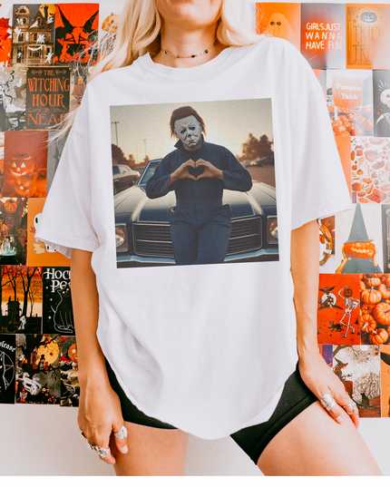 Michael Myers Heart Unisex T-Shirt | Halloween Horror Tee, Movie Lover Gift, Spooky Apparel, Unisex Gift, Halloween Costume Shirt