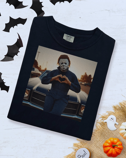 Michael Myers Heart Unisex T-Shirt | Halloween Horror Tee, Movie Lover Gift, Spooky Apparel, Unisex Gift, Halloween Costume Shirt