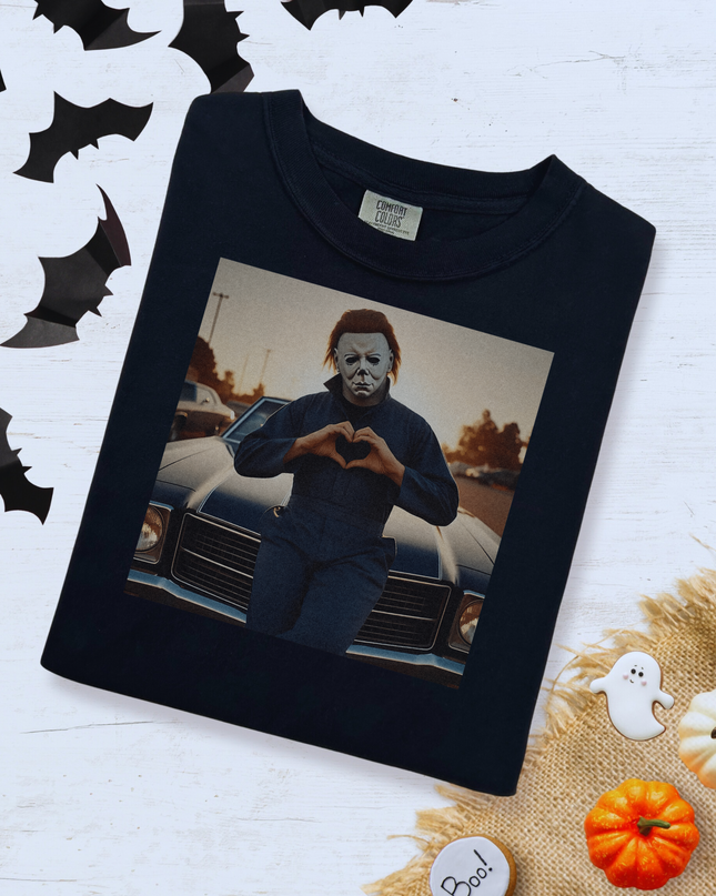 Michael Myers Heart Unisex T-Shirt | Halloween Horror Tee, Movie Lover Gift, Spooky Apparel, Unisex Gift, Halloween Costume Shirt
