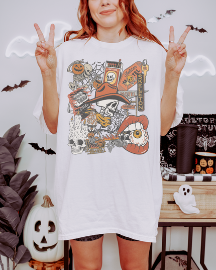 Halloween Graphic Tee, Unisex Spooky Shirt, Vintage Style T-shirt, Fall Apparel, Halloween Costume Layering