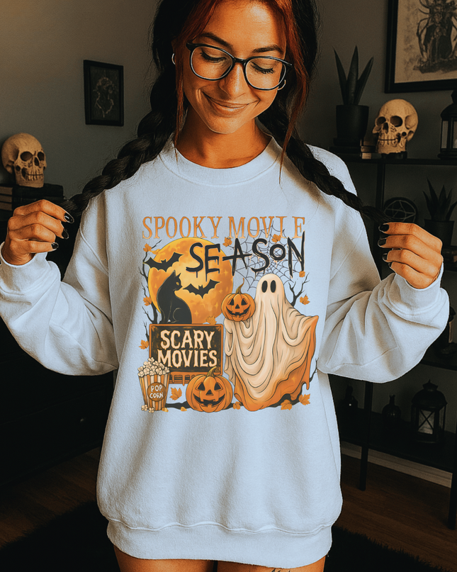 Spooky Movie Season Crewneck Sweatshirt - Halloween Apparel, Horror Lover Gift, Cozy Fall Sweater, Scary Movies Sweatshirt, Unisex [...]
