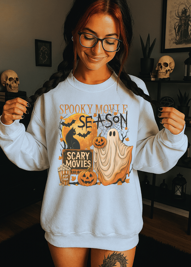 Spooky Movie Season Crewneck Sweatshirt - Halloween Apparel, Horror Lover Gift, Cozy Fall Sweater, Scary Movies Sweatshirt, Unisex [...]