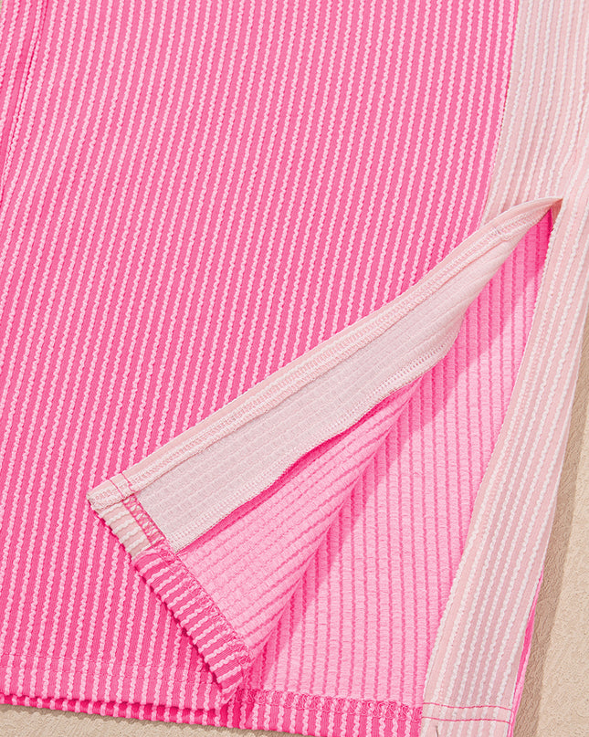 Sachet Pink Colorblock Patchwork Corded Pants Set