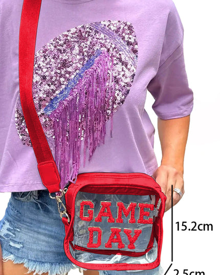 Black Chenille GAME DAY Pattern Clear Bag