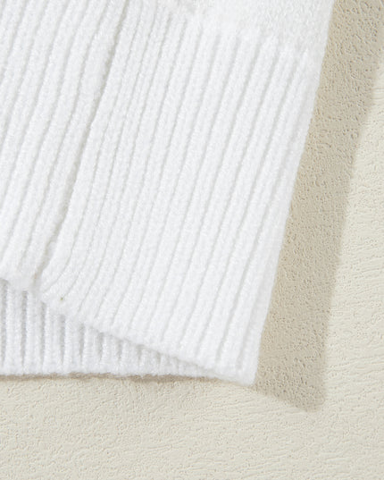 White Touchdown Puff Sleeve Sweater – Game Day Football Graphic Top