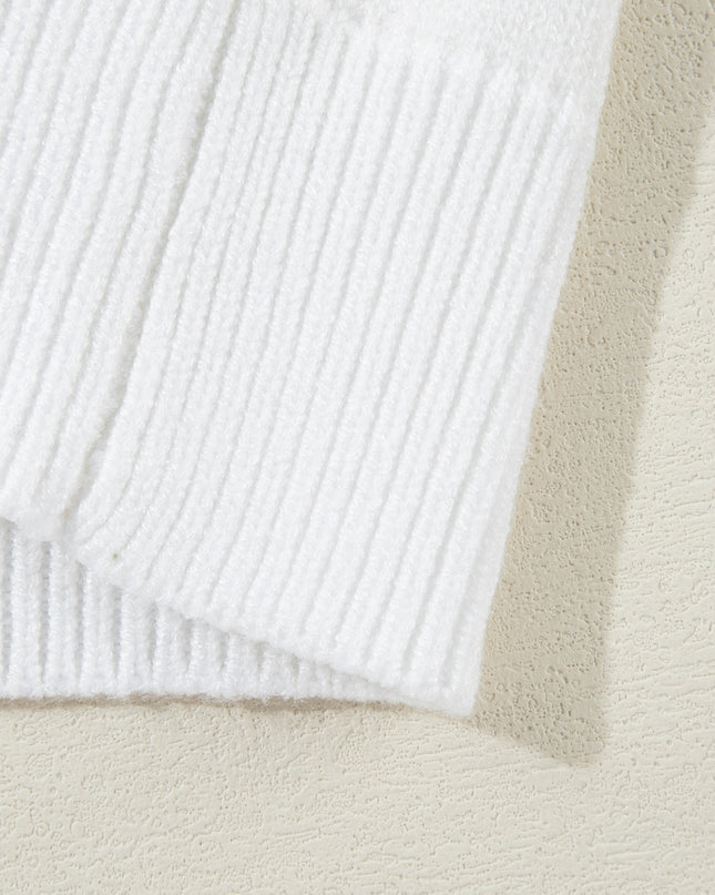 White Touchdown Puff Sleeve Sweater – Game Day Football Graphic Top