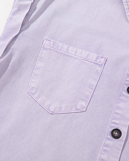 Orchid Petal Double Chest Pocket Denim Shirt Dress