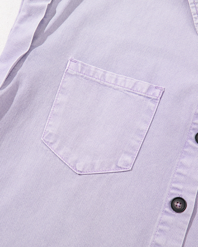 Orchid Petal Double Chest Pocket Denim Shirt Dress