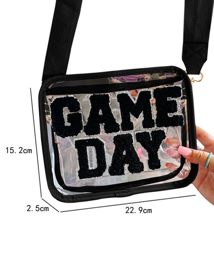 Black Chenille GAME DAY Pattern Clear Bag