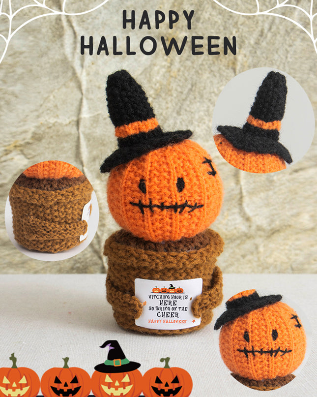 Carrot Cute Halloween Crochet Pumpkin Potted Doll Decor