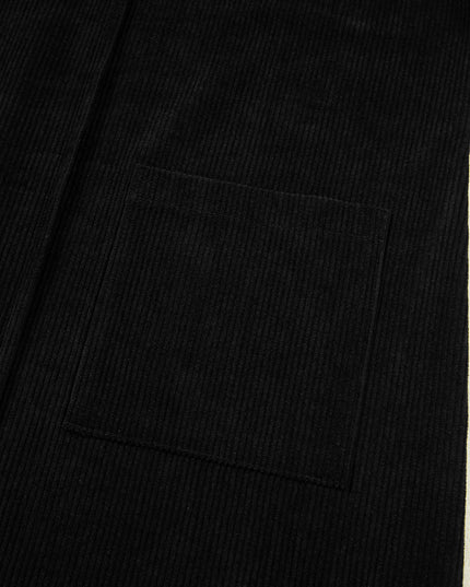 Black Corduroy Exposed Seam Sleeveless Mini Dress