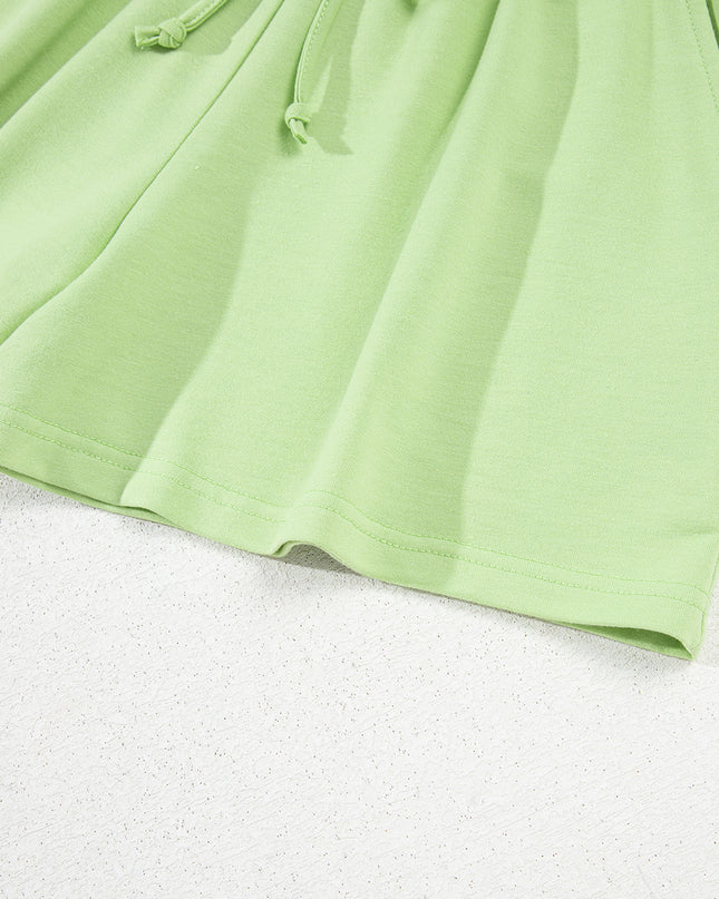 Bonbon Loose V Neck Tee and Drawstring Shorts Set