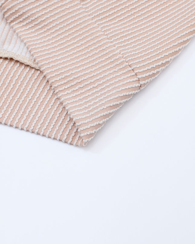 Multicolor Colorblock Ribbed Loose Long Sleeve Top