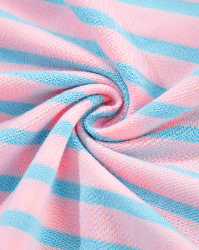 Pink Stripe Contrast Trim High Low Tunic Sweatshirt