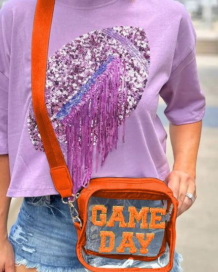 Black Chenille GAME DAY Pattern Clear Bag