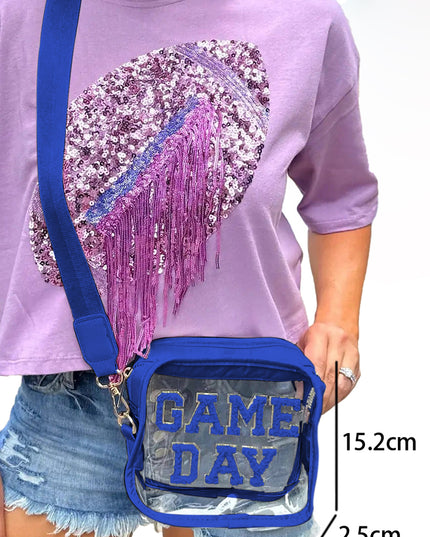 Black Chenille GAME DAY Pattern Clear Bag