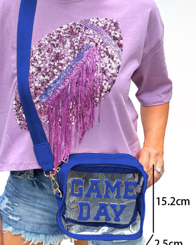 Black Chenille GAME DAY Pattern Clear Bag