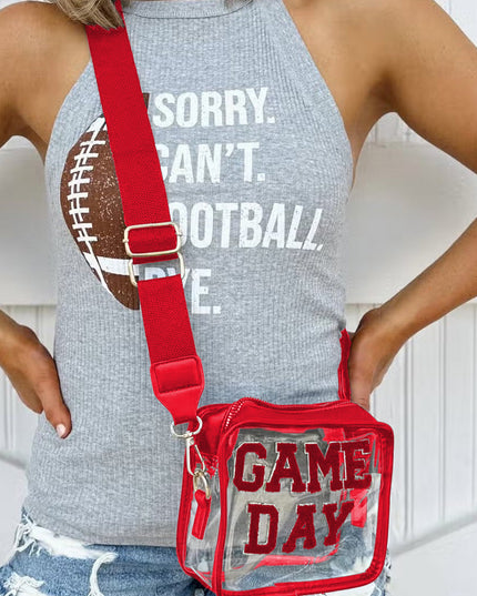 Black Chenille GAME DAY Pattern Clear Bag