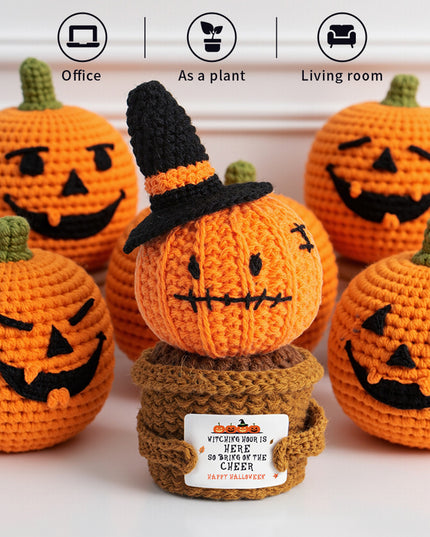 Carrot Cute Halloween Crochet Pumpkin Potted Doll Decor