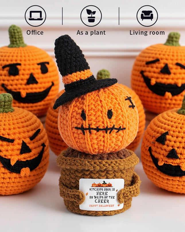 Carrot Cute Halloween Crochet Pumpkin Potted Doll Decor