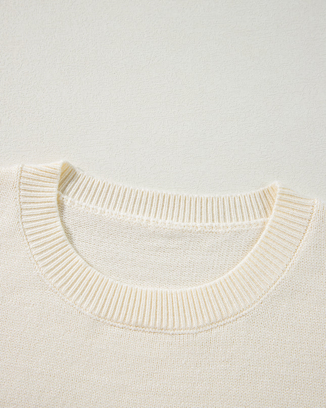 Apricot Halloween Boo Drop Shoulder Knit Sweater