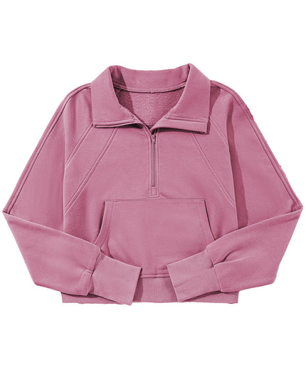 Black Zip Up Stand Collar Ribbed Thumbhole Sleeve Sweatshirt
